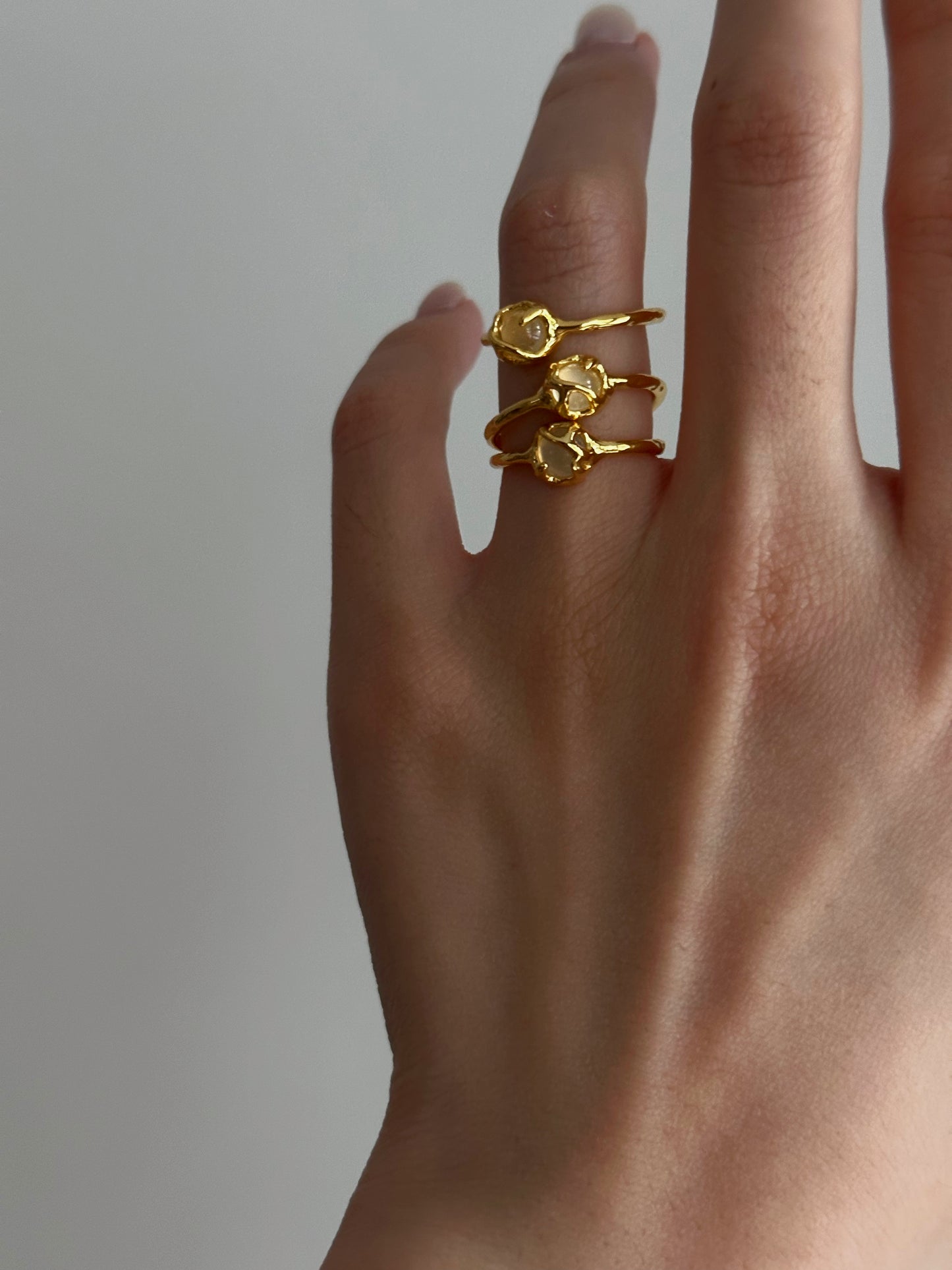 Nakya Natural Agate Open Ring (S925)